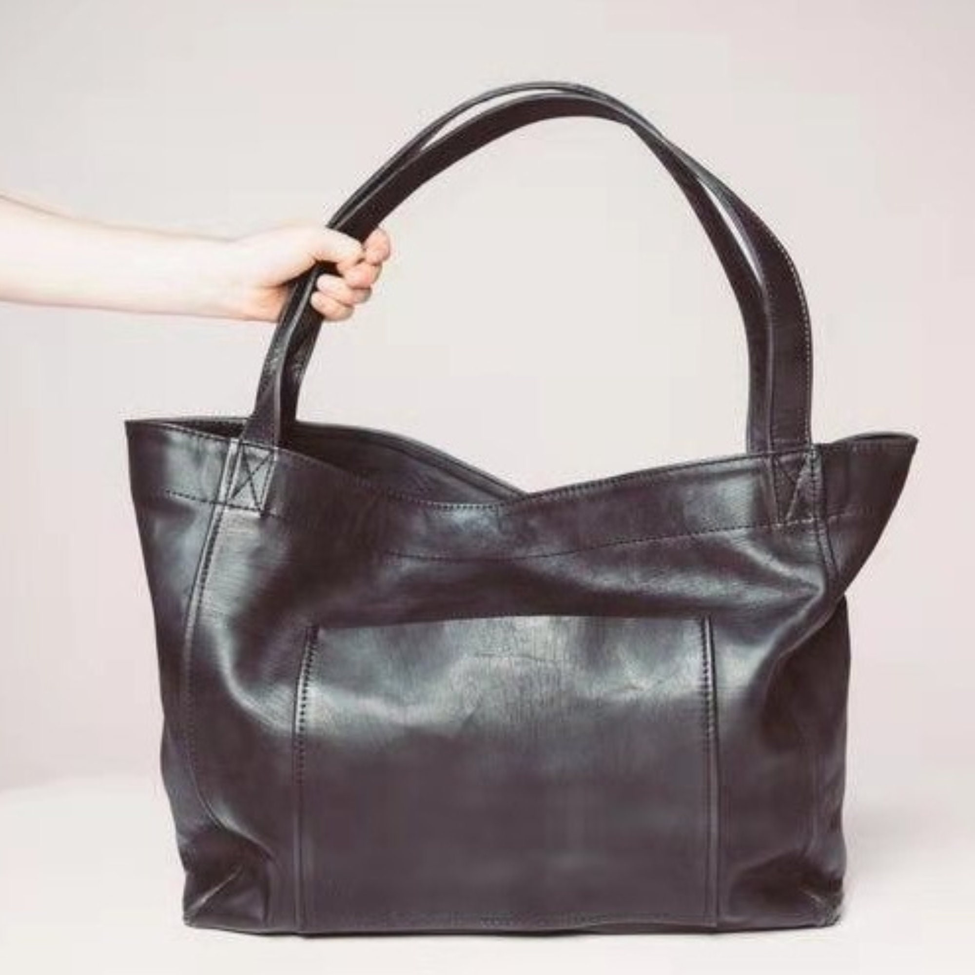 Soft Leather Oneshoulder Tote Bag Large Capacity Tote Bag Etsy