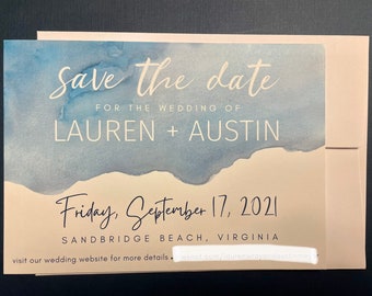 Blue Watercolor Save the Date