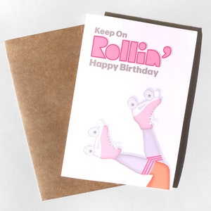 Printable Happy Birthday Karte, Rollschuh Geburtstagskarte Printable, Roller Derby 13x18 & 14x6 Vorlagen inklusive