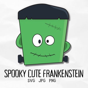 Halloween Frankenstein Clipart SVG Character, Digital Spooky Cute Monster Face, Includes Svg PNG & Jpg files