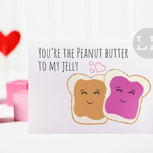 Cartão de Dia dos Namorados LGBTQ para Ela e Ela, Manteiga de Amendoim para My Jelly Gay Discreto Cartão de Dia dos Namorados, Cartão PB + J