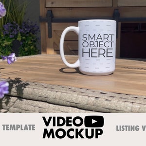 Mug Mockup Video PSD Template 15 oz with Smart Object, Perfect for Listing Videos, Video Tutorial Included