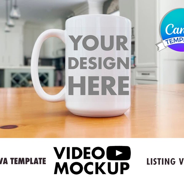 Video Mockup Mug Canva Template, 15 oz Mug Video Coffee Pouring, Perfect for Print on Demand Etsy Listing Videos