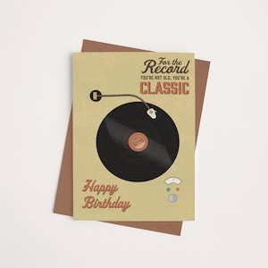 Druckbare Geburtstagskarte für Oldies Musikliebhaber, lustige Wortspiel-Vintage-Geburtstagskarte, enthält 5x7 und 4x6 Grußkarten Größen