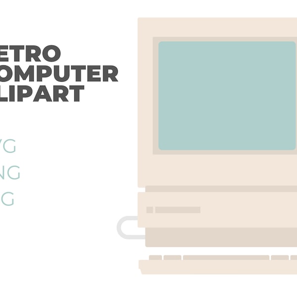 Retro Computer Clipart SVG, 90s Nostalgia Design incluye archivos Svg, Png y Jpg