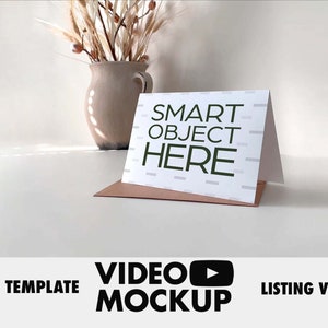 Grußkarte Video Mockup 5x7 für Produktlisten, mit PSD Template Smart Object Dateien leicht editierbar