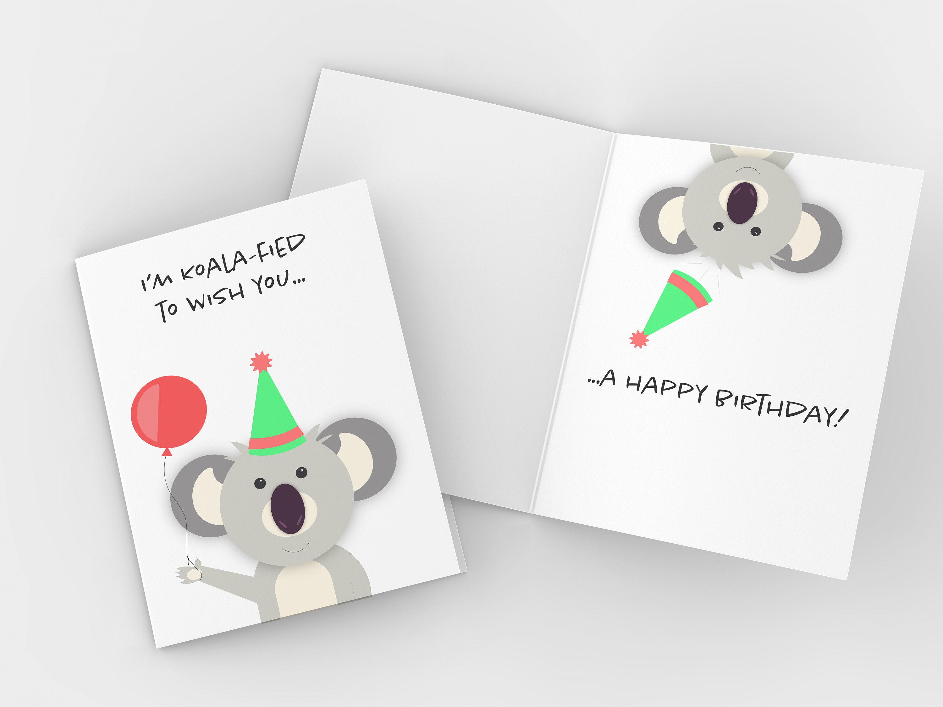 Printable Kids Birthday Card Koala Zoo Animal Cute Funny Greeting Card ...