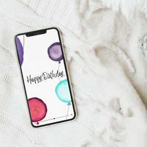 Alles Gute zum Geburtstag Video Karte Animierte Karte mit Ballons Digitale Karte Herunterladbar für Handy, Digitaler Download für Social Media Sharing