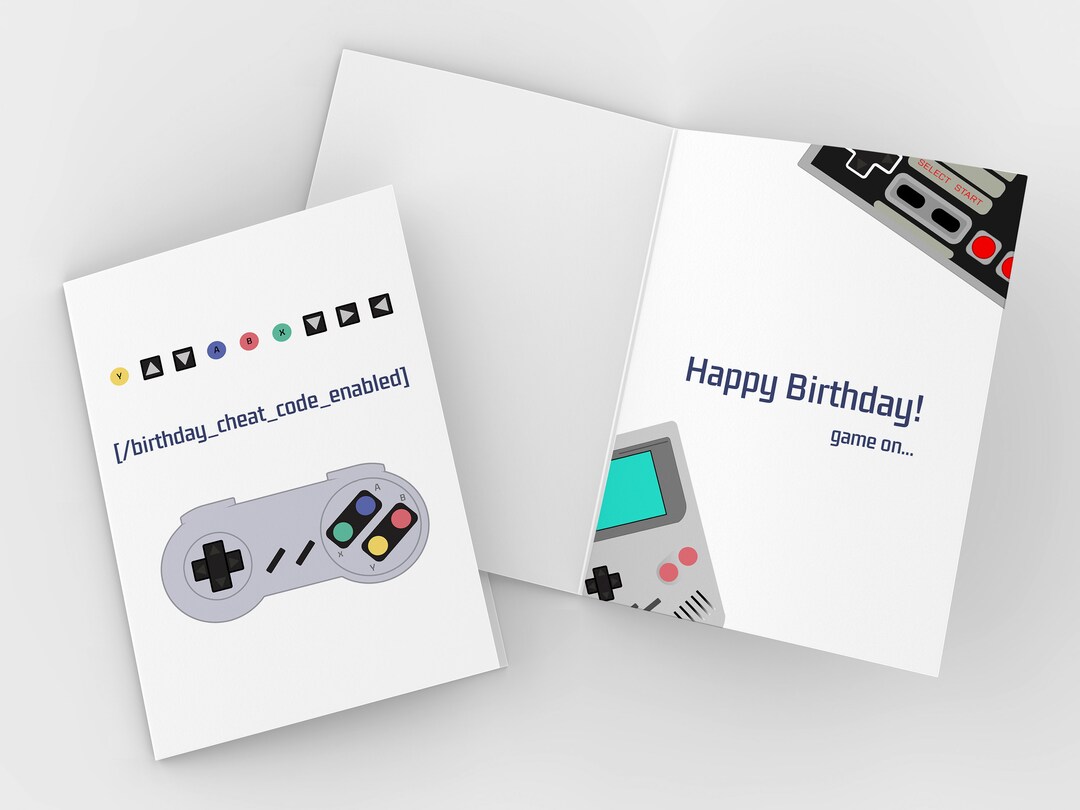 Printable Retro Video Game Birthday Card, Two Sizes Included - Etsy