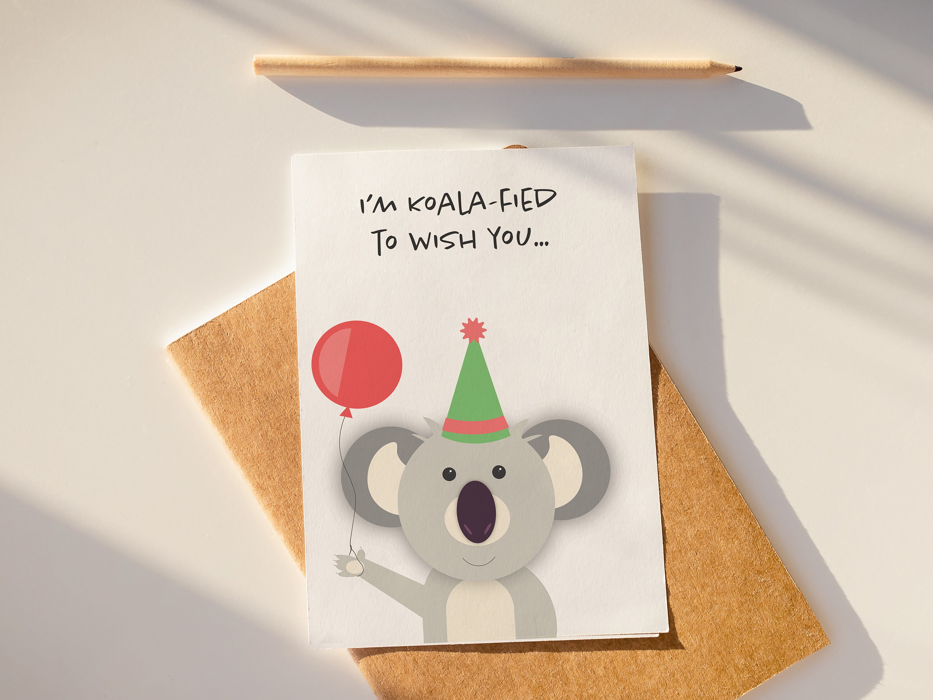 Printable Kids Birthday Card Koala Zoo Animal Cute Funny Greeting Card ...