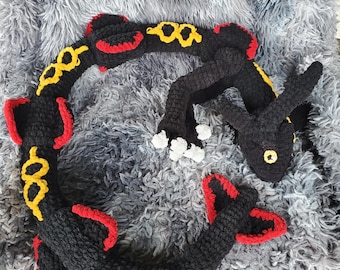Shiny Chinese dragon crochet pattern 5 foot long plush, PDF