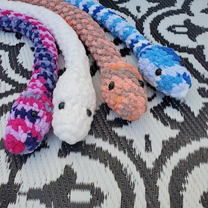 Snake plushies, 3 ft long, various color options, plushie, stuffed animal, jungle, creature, reptile, toy, gift, snake lover