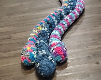 Soft, cuddly snake plush, 5ft to 6ft  long. Various colors XL snakes have glow-in-dark eyes! amigurumi, plushie, stuffed animal, snake lover