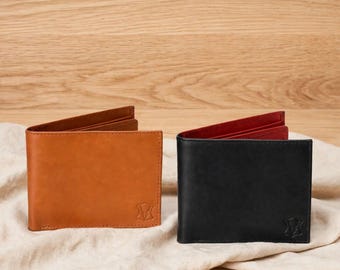 Genuine Cowhide Leather Bifold Wallet for Men, Dual-Tone RFID Wallet with ID Window