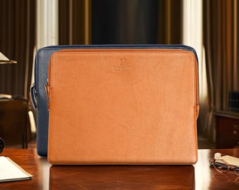 Personalized Leather Macbook Case: 16" 14" Padded Laptop Sleeve