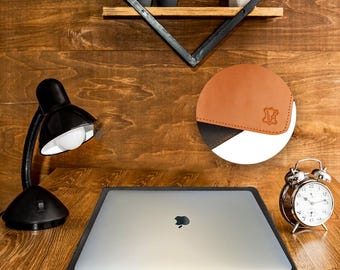 Personalized Full Grain Leather Desk Pad, Large Mouse Pad, Office Accessories