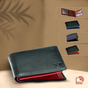 Portefeuille pour homme en cuir de qualité supérieure, portefeuille gravé personnalisé, bicolore, poche pour pièces de monnaie, porte-cartes, cadeau pour lui, petit ami, mari, père