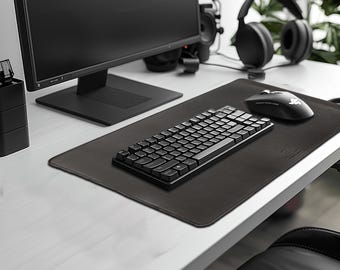 Personalised Leather Desk Mat, Genuine Leather Desk Pad, Large Desk Mat, Office Desk Protector, Personalized Desk Mat, Office Gift for Him
