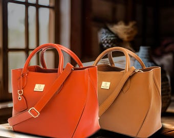Personalized Leather Tote Bag: Handmade Pebbled Leather with Heart Charm