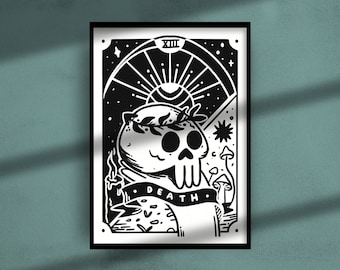 Printable Death Tarot Card Illustration Wall Art | INSTANT DIGITAL DOWNLOAD | Print at Home | gifts for tarot lovers