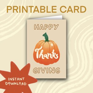 Tarjeta de Acción de Gracias imprimible / Descarga instantánea / Descarga digital / Tarjeta festiva ilustrada / Felices fiestas / Ideas de regalos / Otoño