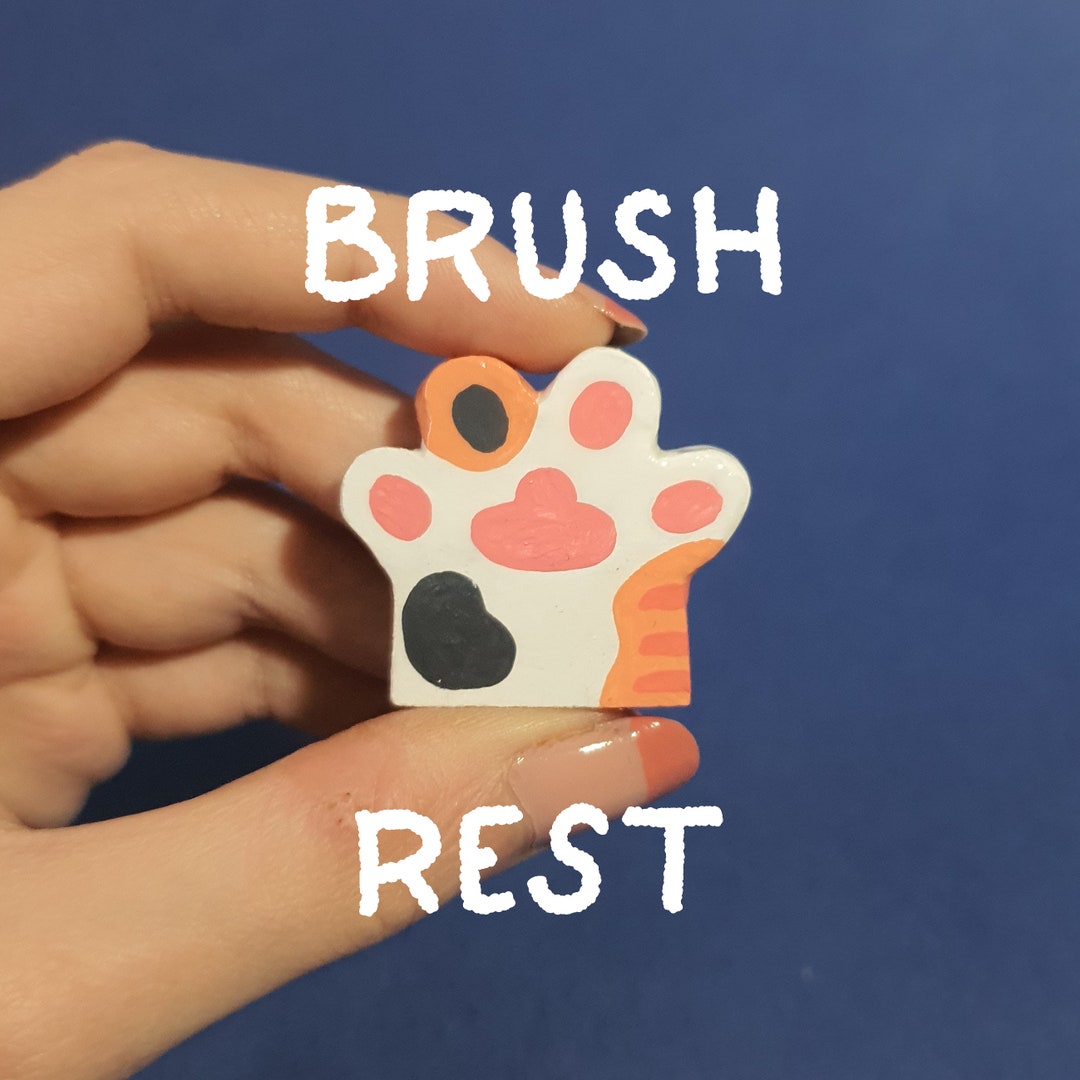 Calico Cat Paw Brush Rest Handmade Clay Brush Rest & Desk Etsy