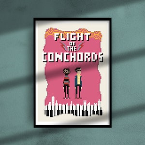 Afdrukbare vlucht van de Conchords TV Show Pixel Wall Art | Pixelkunstposter | DIRECT DIGITALE DOWNLOAD | Thuis afdrukken