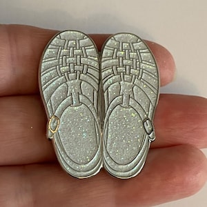 80s fashion 90s teenager fashion clothing vintage retro jelly shoes jellies glittery lapel pin badge stocking filler present gift memories