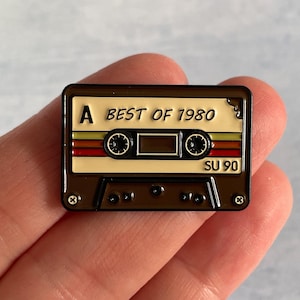 80s 90s child vintage retro lapel pin enamel badge best of the 80s 1980s mix tape cassette music stocking filler present gift memory