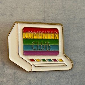 80s 90s child vintage retro lapel pin enamel badge old school computer club school pc technology game stocking filler present gift 40th bday