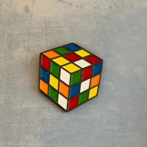 Rubik&#39;s Cube Enamel Lapel Pin badge: 80s/90s Nostalgia Gift