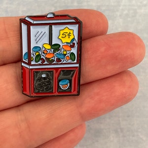 80s 90s child vintage throw back retro lapel pin enamel badge vinyl fairground gum ball machine prize claw birthday present gift memories