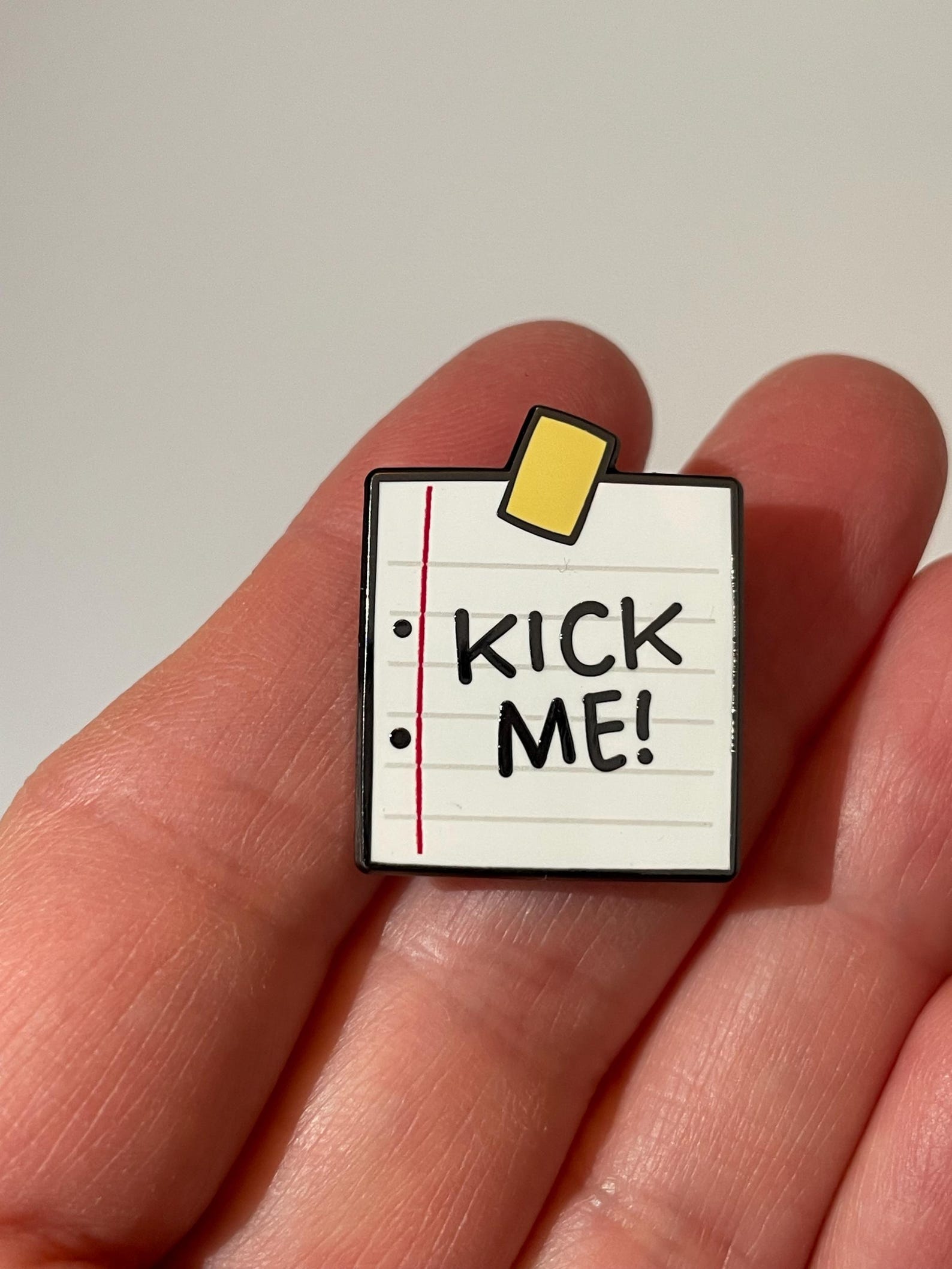 80s 90s Child Vintage Throw Back Retro Lapel Pin Enamel Badge Kick Me ...