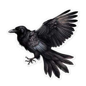 Crow Flying Vinyl Sticker for Laptop, Tumbler, Skateboard, Phone, Etc
