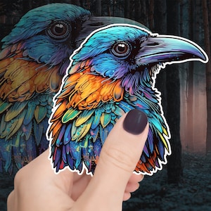 Crow Cosmic Colorful Vinyl Sticker for Laptop, Tumbler, Skateboard, Phone, Etc