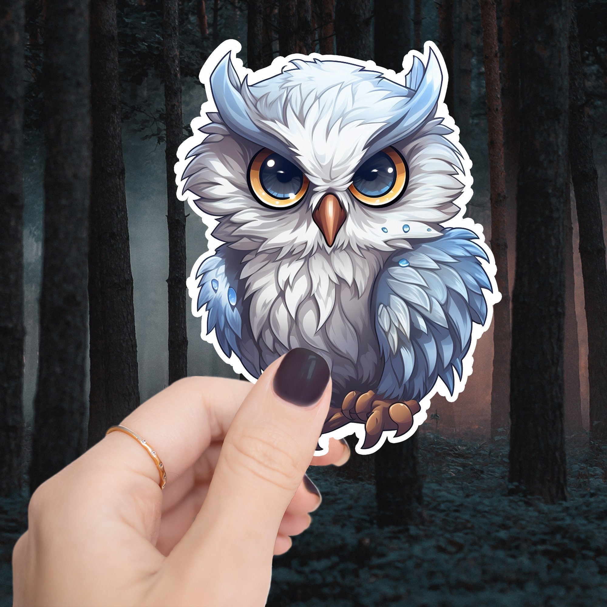 Autocollant mignon hibou des neiges en vinyle pour ordinateur portable, téléphone, etc.
