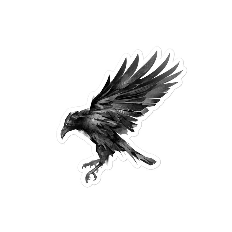 Crow In Flight Vinyl Sticker for Laptop, Tumbler, Skateboard, Phone, Etc