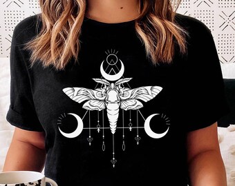 Moth t-shirt, death head moth, moth tee, moth shirt men, goth aesthetic, halloween sweatshirt, halloween shirt, witch shirt, Skeleton Tshirt