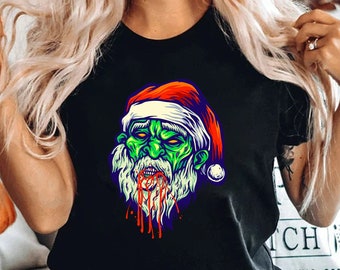 Zombie Christmas Shirt, Clever Christmas Tee, Funny Zombie Santa T-shirt, Scary Zombie T-shirt, Holiday Shirt, Bella Canvas