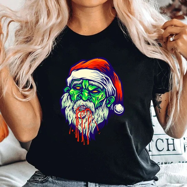 Zombie Christmas Shirt, Clever Christmas Tee, Funny Zombie Santa T-shirt, Scary Zombie T-shirt, Holiday Shirt, Bella Canvas