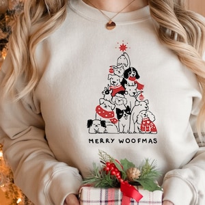 Merry woofmas, christmas dog shirt, dog sweatshirt, Christmas shirt, christmas tree shirt, Paws Shirt, Paw print shirt, Merry Christmas Paws