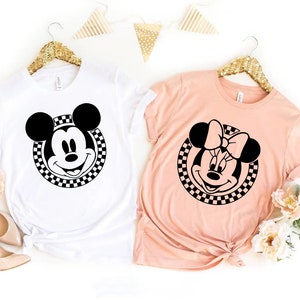 Retro Disney Shirts, Mickey Checkered Shirt, Retro Disney Shirts, Disney Shirts Women, Disney Family Shirts, Minnie Mouse tee, disneyworld