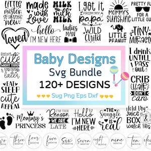 Paquete de SVG de bebé, SVG de baby shower, paquete de SVG de recién nacido, paquete de citas de bebé, SVG de bebé lindo, SVG de bebé divertido, SVG de bebé niño niña, PNG