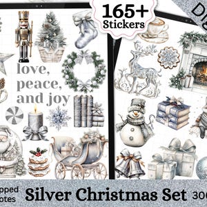 Christmas Digital Goodnotes Stickers,Goodnotes Winter Digital Planner Stickers,Goodnotes Stickers,Silver Cozy Christmas Goodnotes Stickers