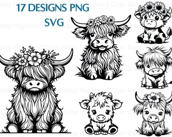 Highland Cow Png, Highland Cow Svg,Highland Cow Png Bundle,Highland Cow Png for Sublimation,Baby Highland Cow Png,Highland Cow Clipart Png