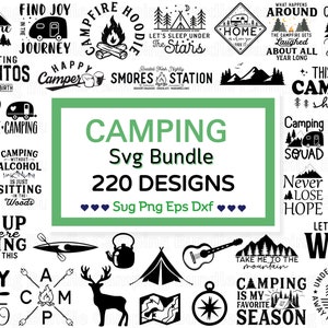 Paquete svg de camping, svg de camping, svg de camper, svg de vida de campamento, svg de signo de camping, svg de verano, svg de aventura, svg de fogata, archivos de corte de camping
