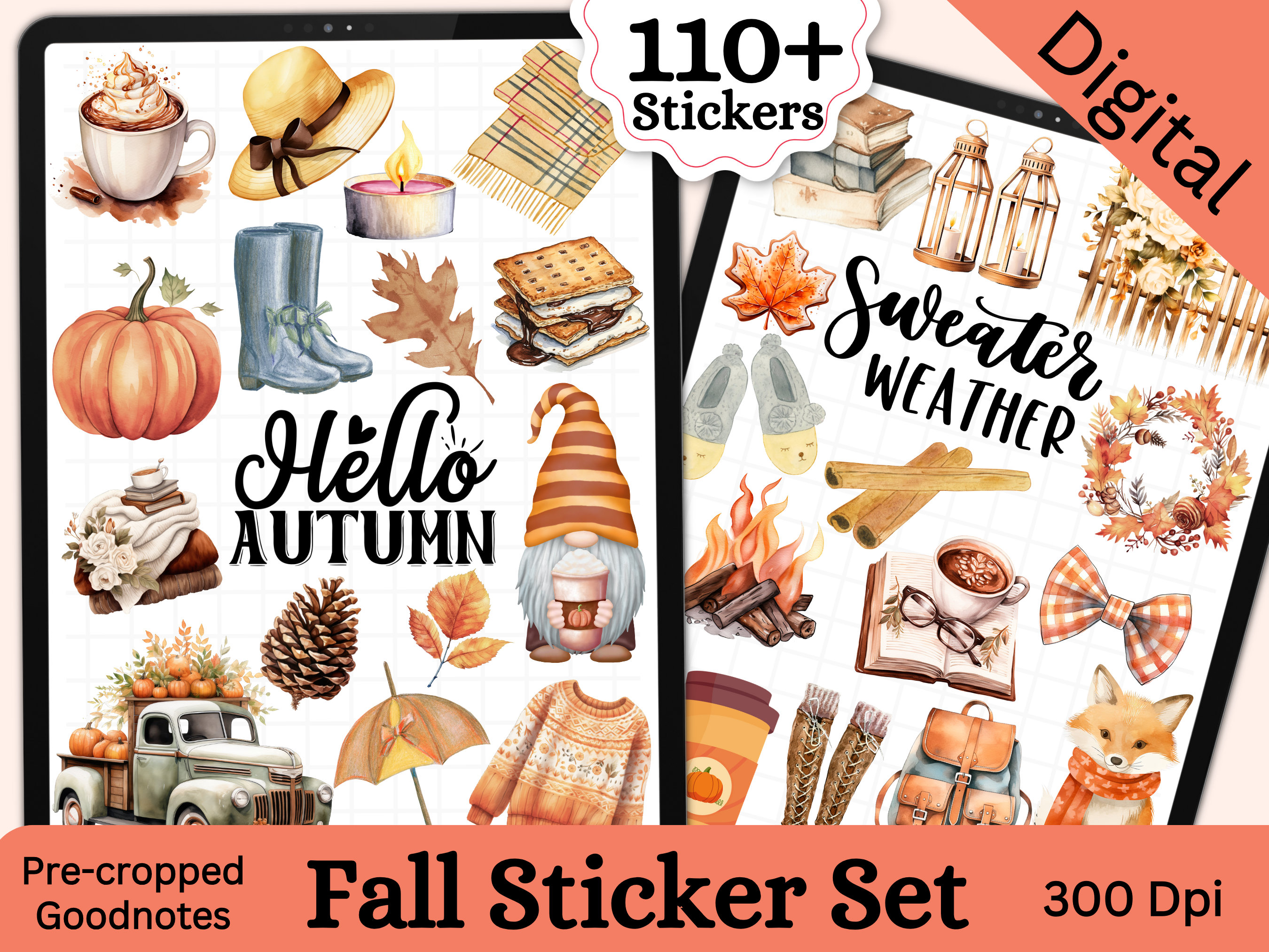 Well Done Fall Sticker Hello Autumn,cozy Autumn Fall Goodnotes Stickers: Watercolor Autumn ...