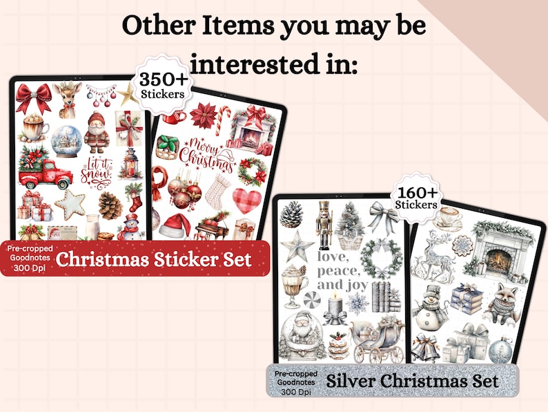 Pink Christmas Goodnotes Stickers, Winter Planner Stickers (digital) - Etsy