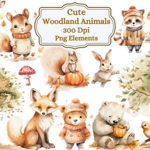 Watercolor Woodland Animal Clipart Fall Watercolor Woodland Animal Png Cute Woodland Animal Clipart Forest Animals Clipart Nursery Decor