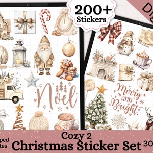 Pacote de adesivos aconchegantes de Natal 2 Goodnotes, adesivos de planejador de Natal Goodnotes, adesivos de planejador de diário digital, adesivos digitais de inverno,
